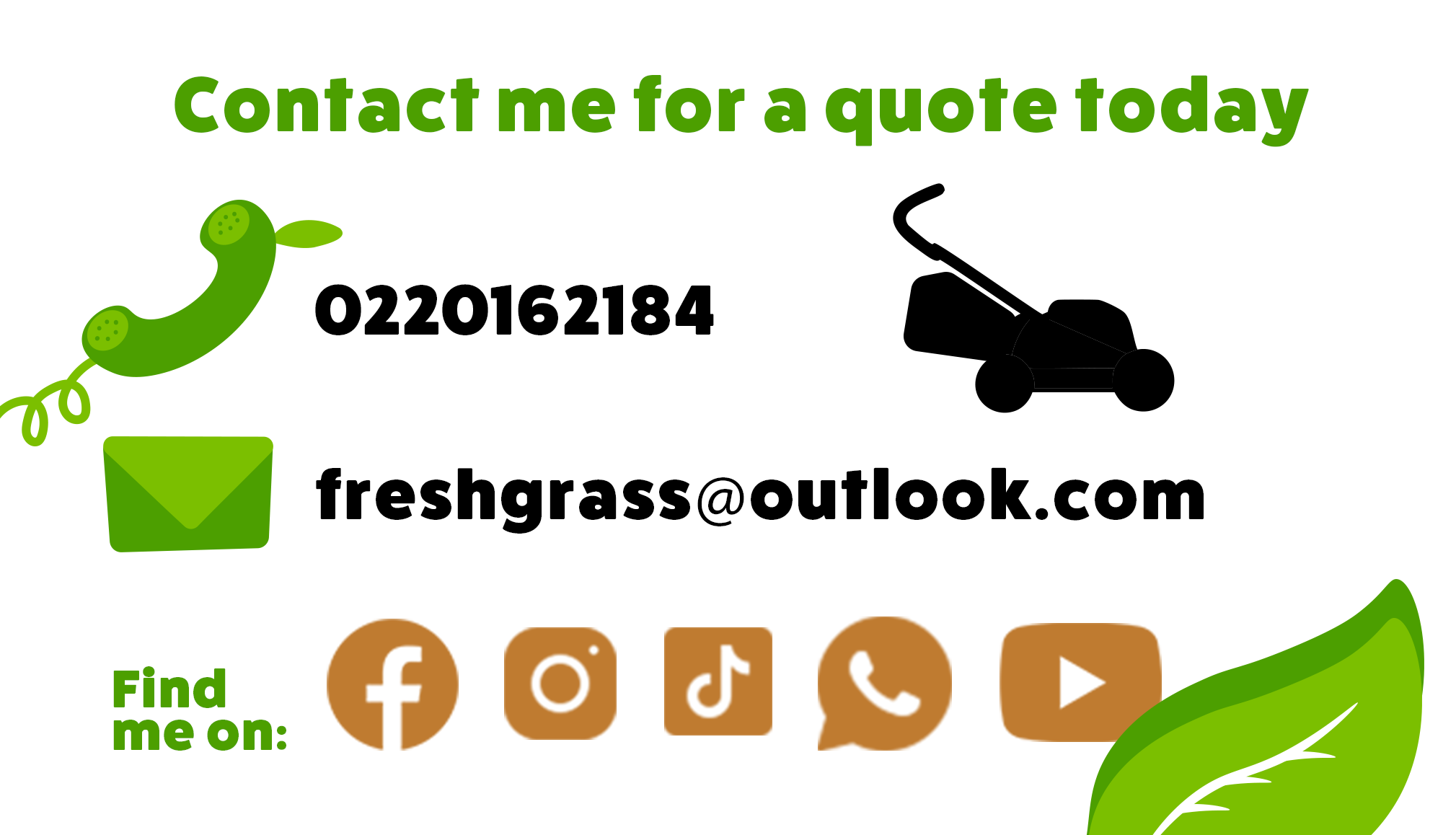 Back of Fresh Grass business card